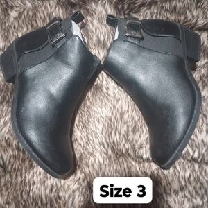 Black Ankle Boots with Buckle - Size 3